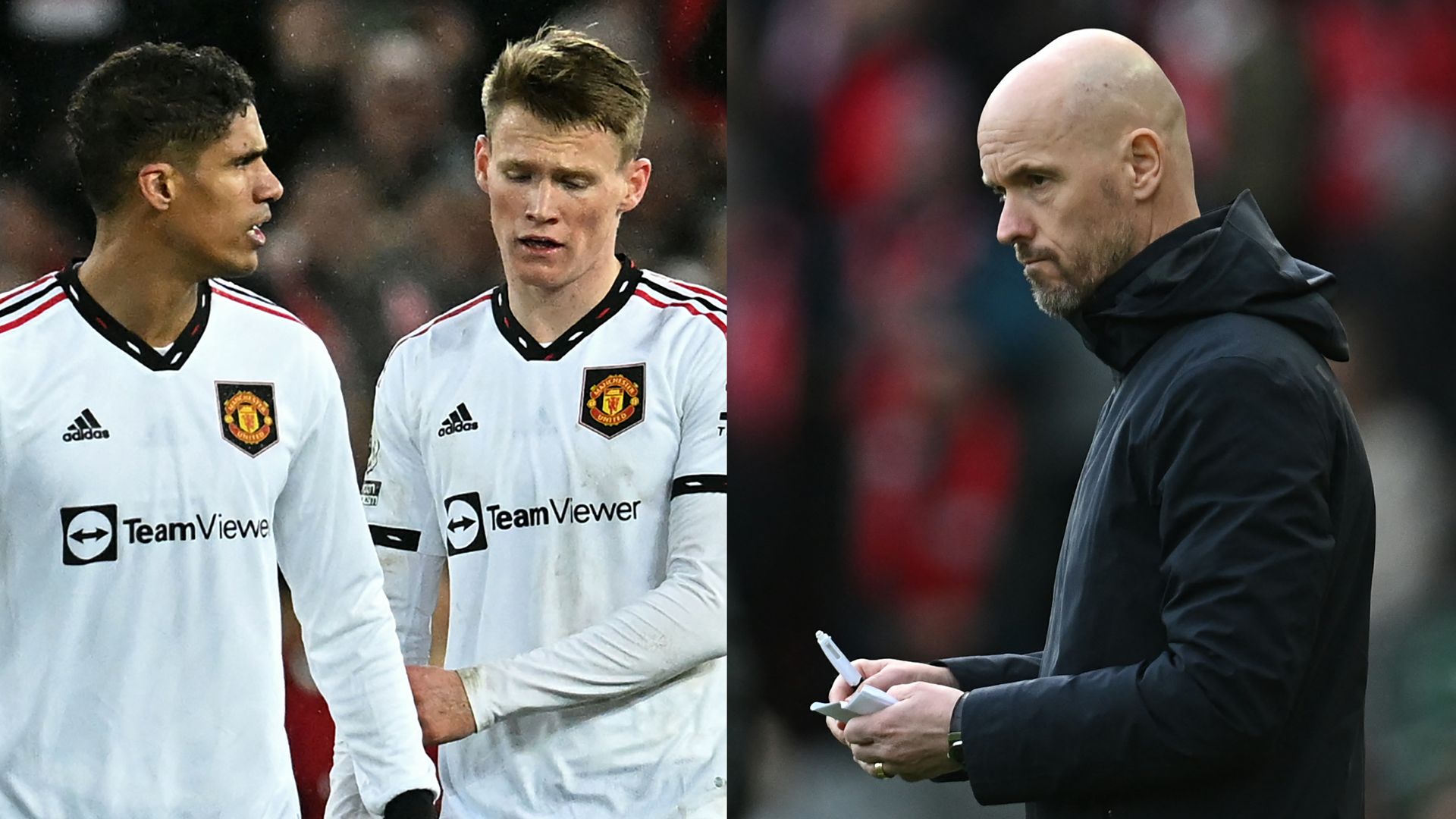 Erik ten Hag Raphael Varane Scott McTominay Man Utd
