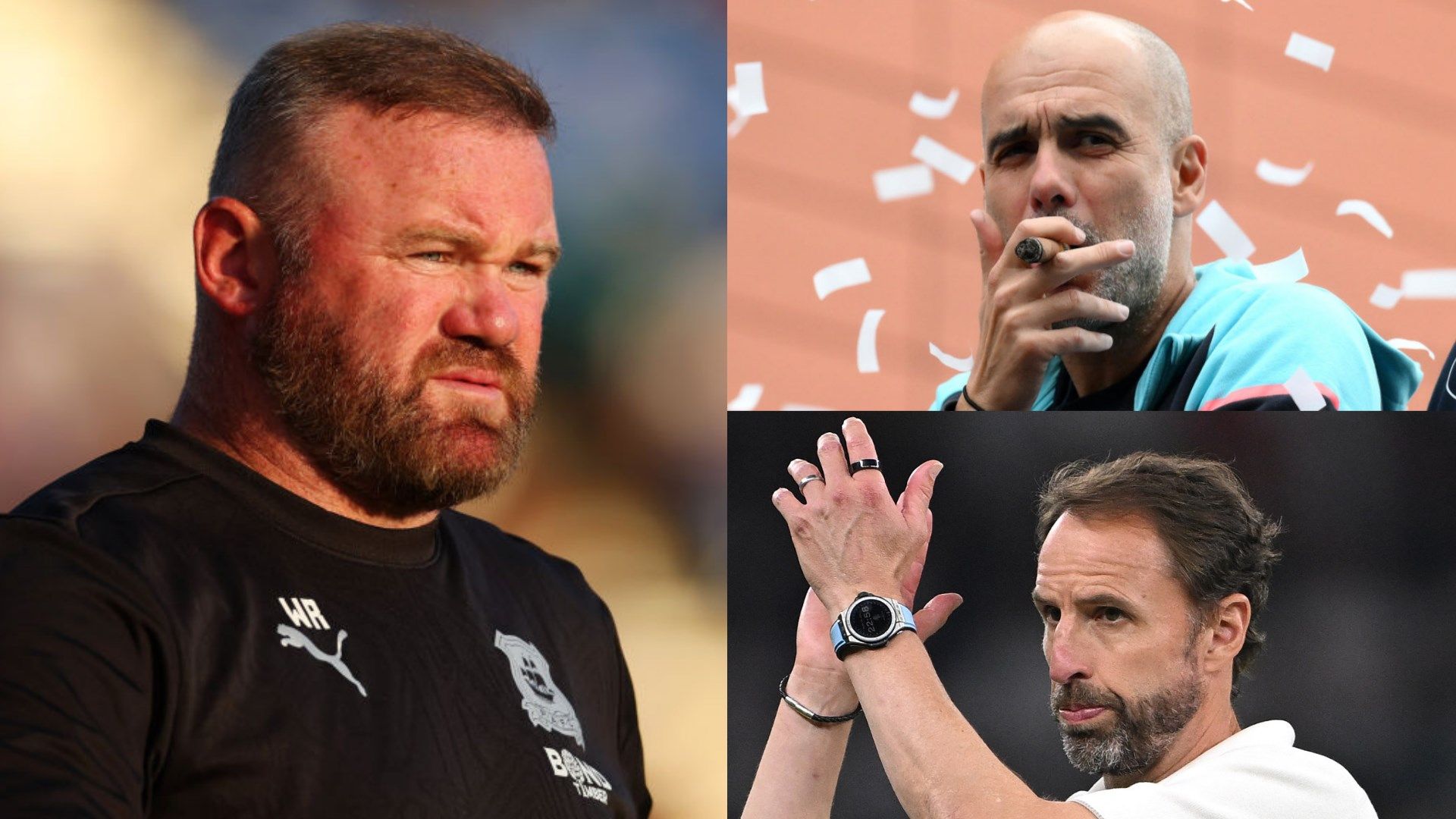 Wayne Rooney, Pep Guardiola, and Gareth Southgate