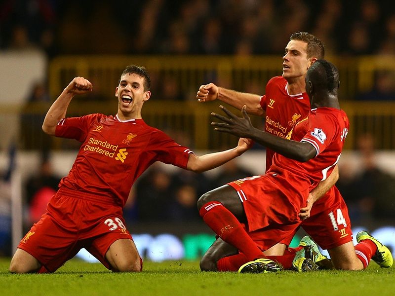 Jordan Henderson; Mamadou Sakho; Jon Flanagan Tottenham Hotspur v Liverpool - English Premier League 12152013