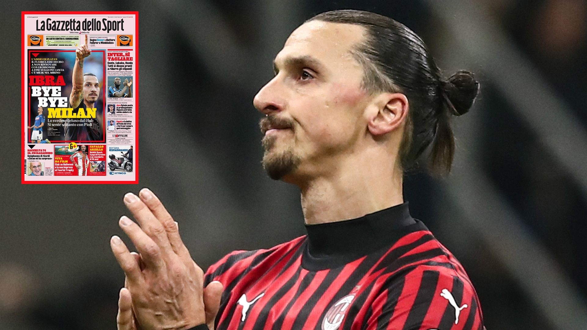 Ibrahimovic con la portada de La Gazzetta dello Sport