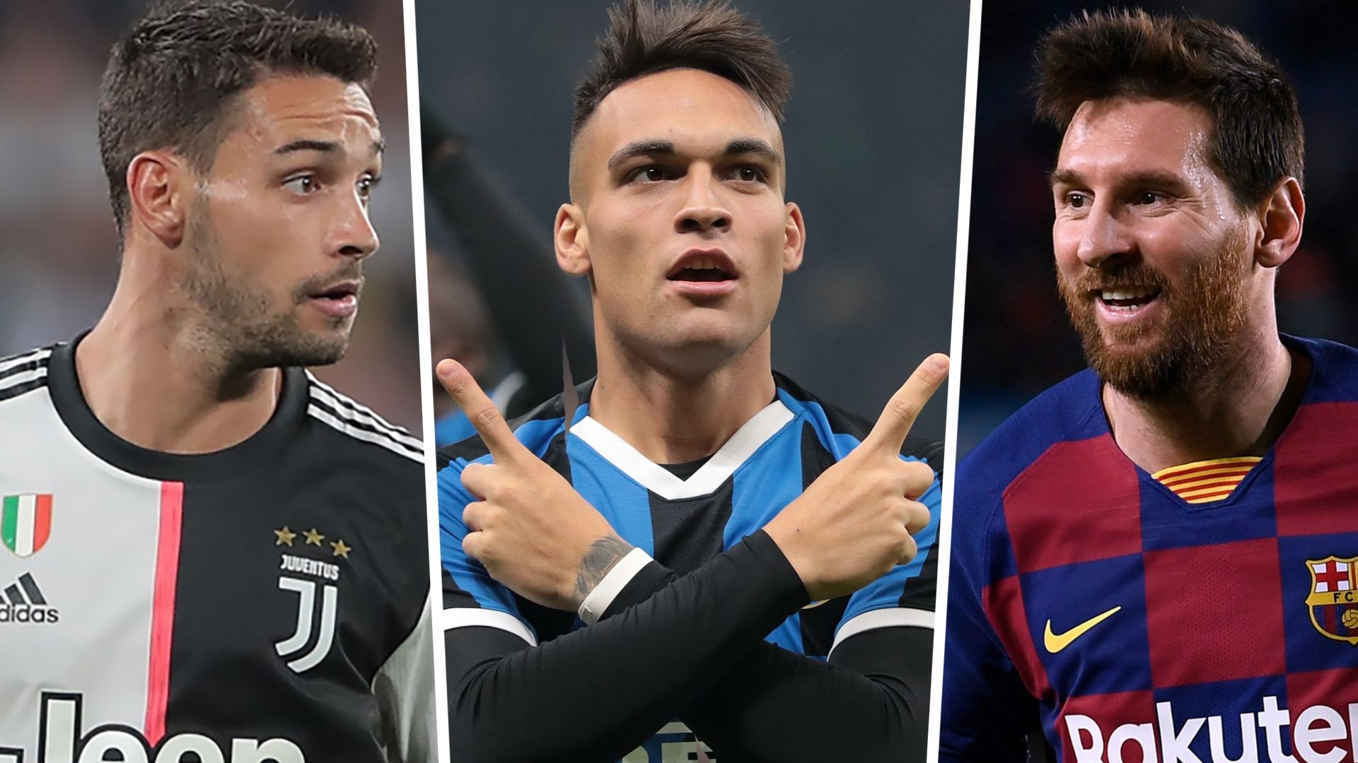 Mattia De Sciglio Lautaro Martinez Lionel Messi Juventus Inter Barcelona 2019-20 GFX