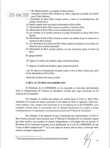 petitorio Boca Juniors CONMEBOL 27112018