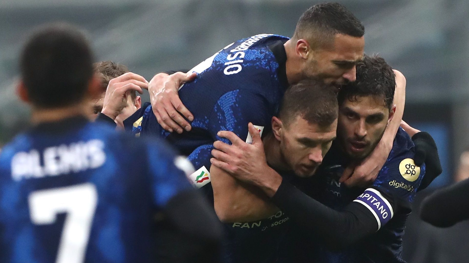 Ranocchia Inter celebrating Empoli Coppa Italia