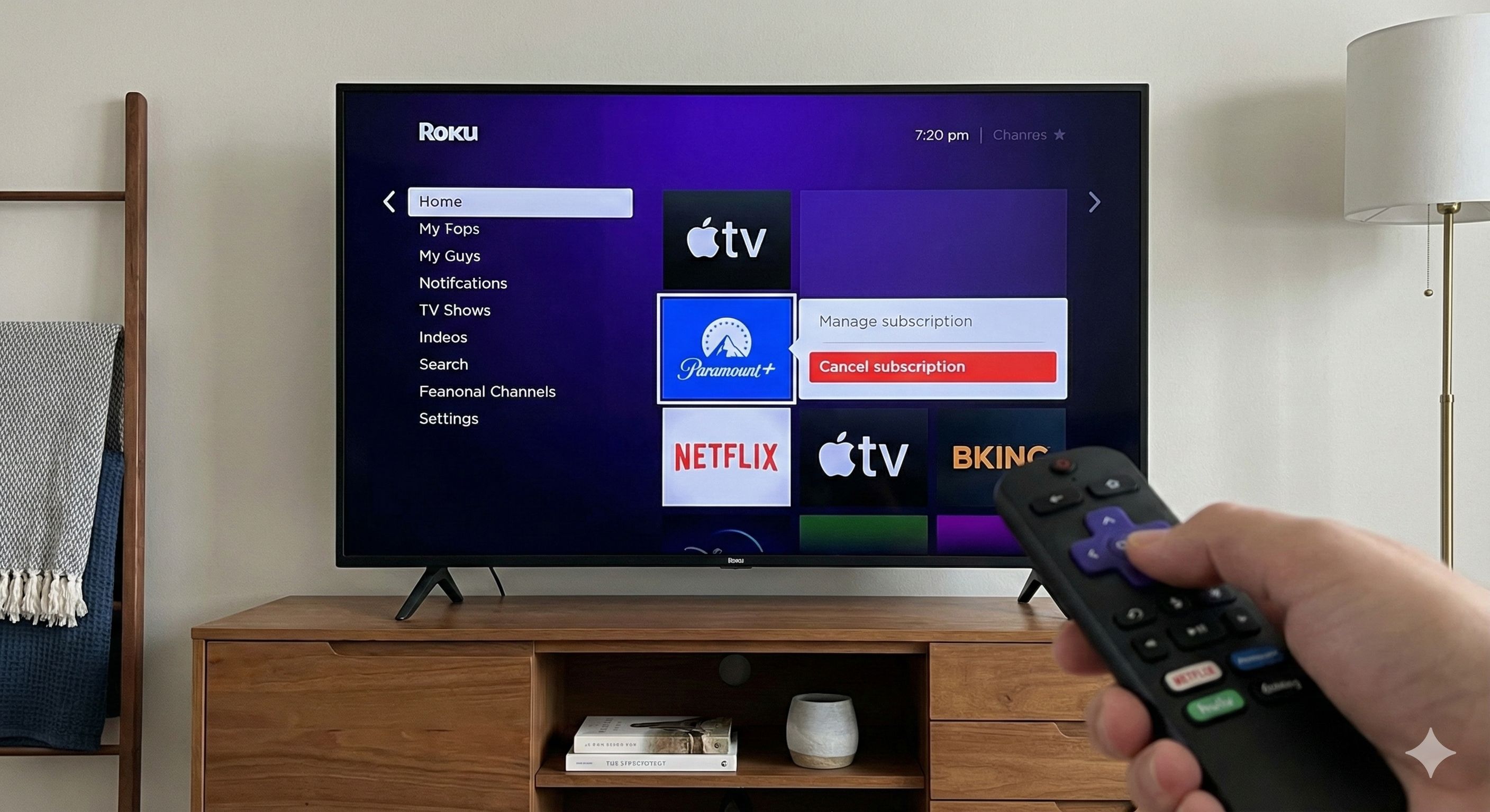 Cancelling Paramount+ on Roku