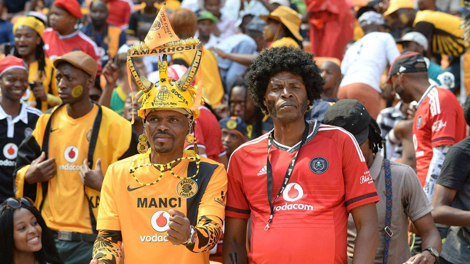 Chiefs and Pirates fans at the FNB Stadium