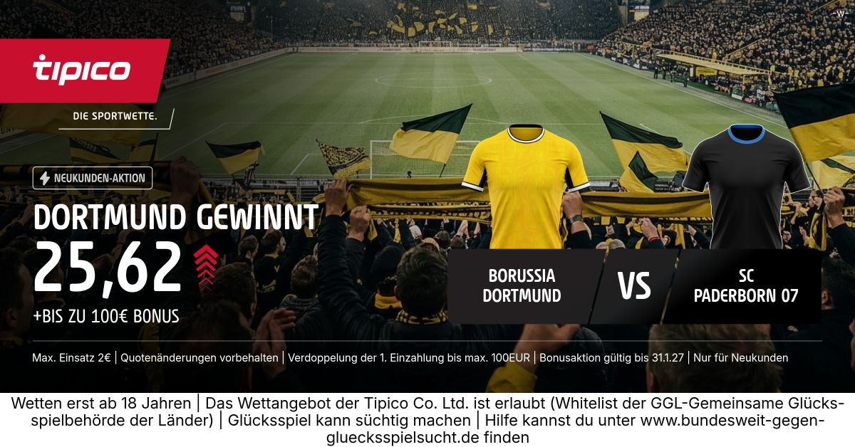 Tipico Quotenboost Dortmund vs Paderborn