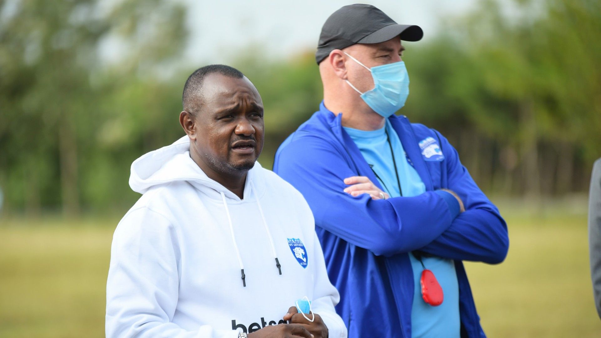 Dan Shikanda with Patrick Aussems of AFC Leopards.