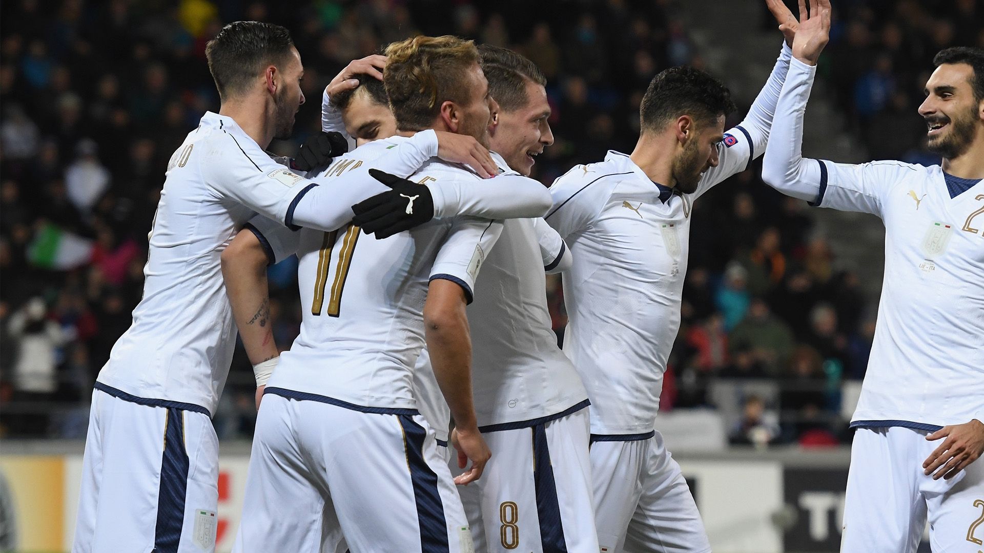 Italy celebrating Liechtenstein Italy WCQ 2018
