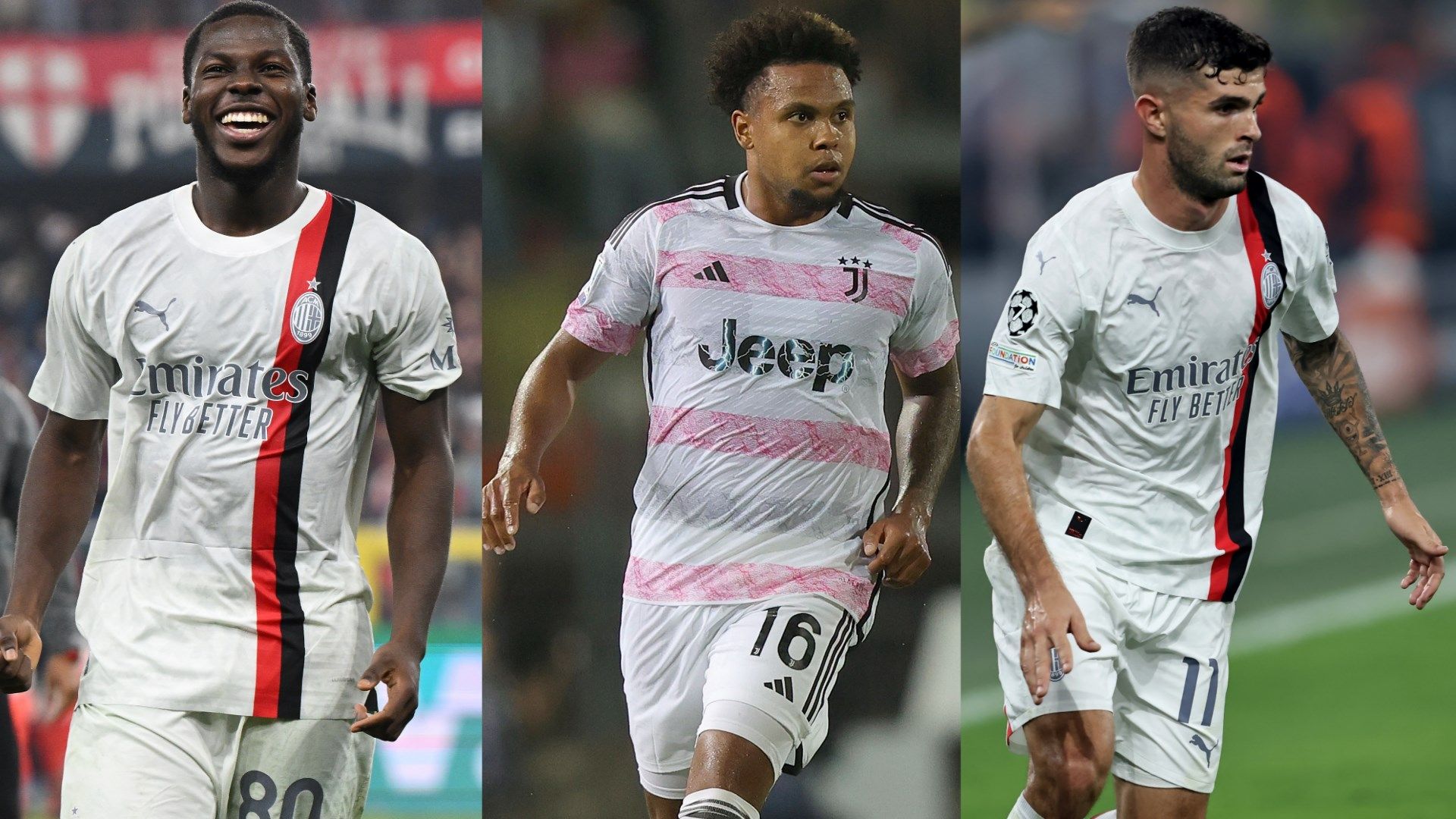 Yunus Musah, Weston McKennie, Christian Pulisic Milan Juventus split