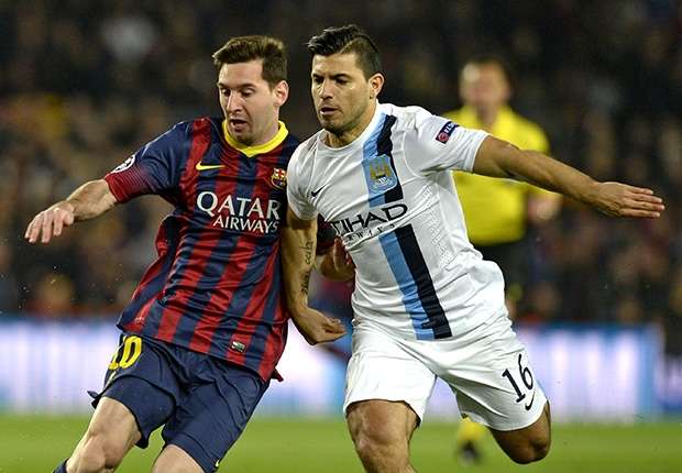 Lionel Messi Barcelona Sergio Aguero Manchester City Champions League 03122014