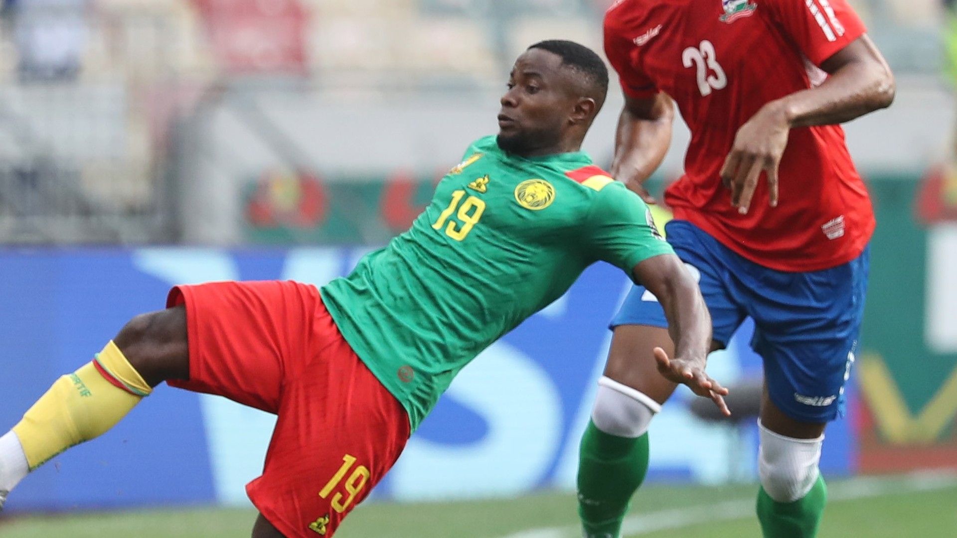 Collins Fai (L) of Cameroon.