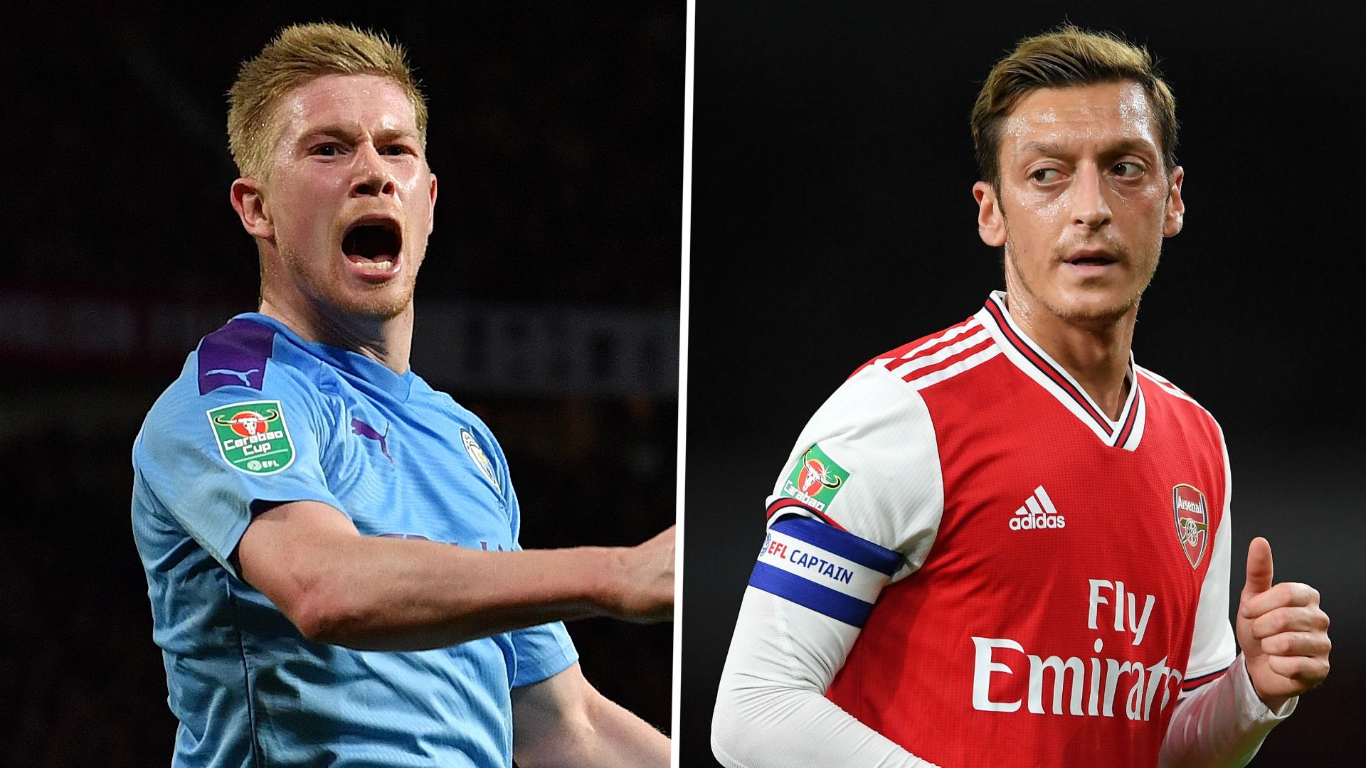 Kevin De Bruyne Manchester City Mesut Ozil Arsenal 2019-20