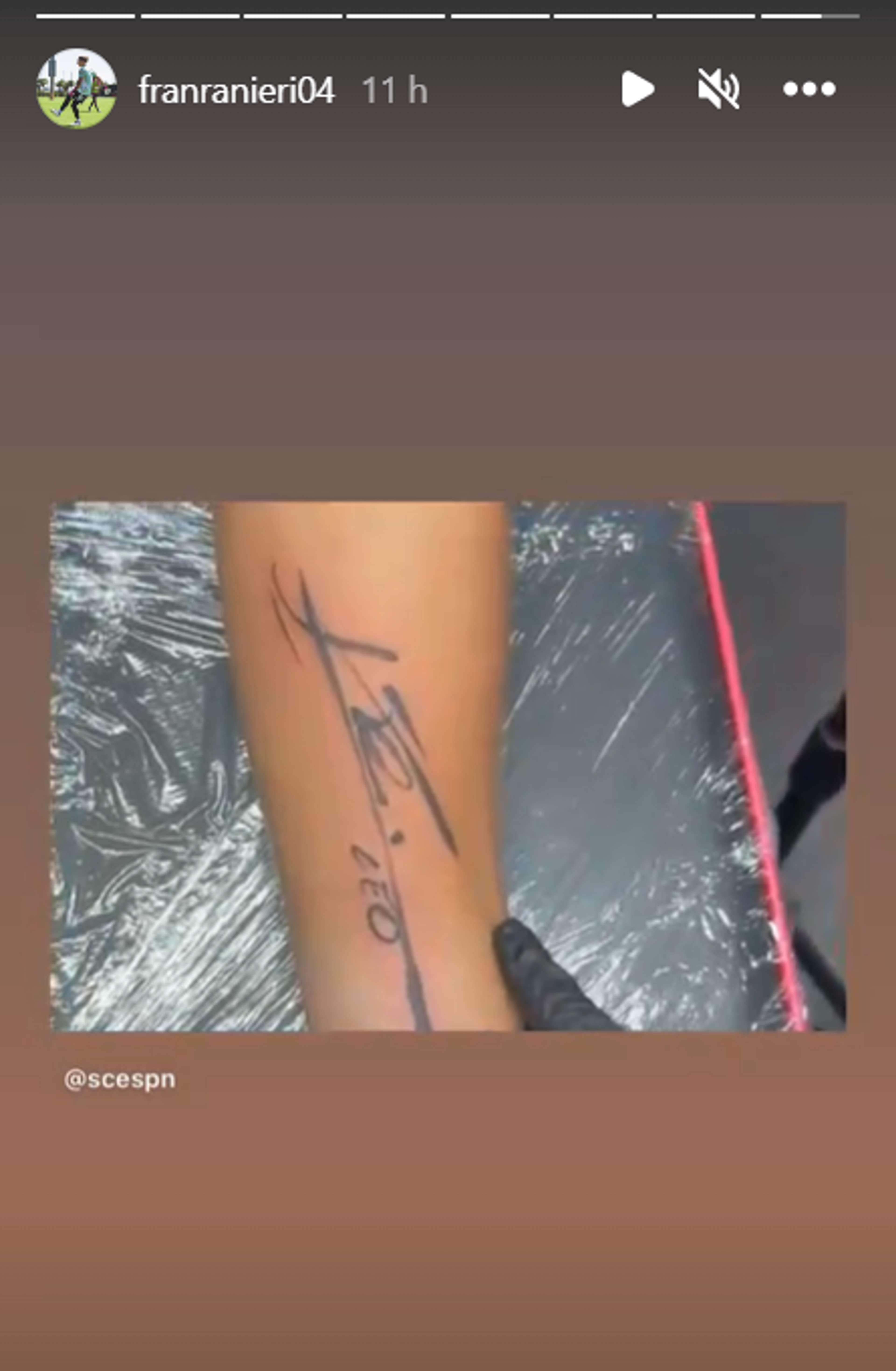 Francisco Ranieri Lionel Messi autograph tattoo