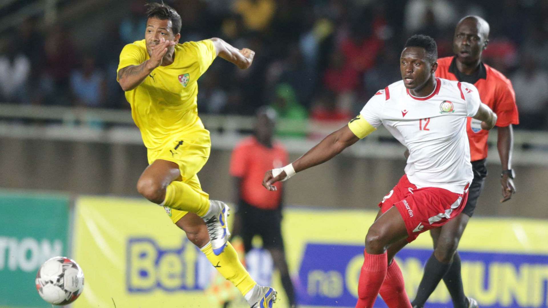Victor Wanyama of Kenya and Harambee Stars vs Matthiue Gangni of Togo.
