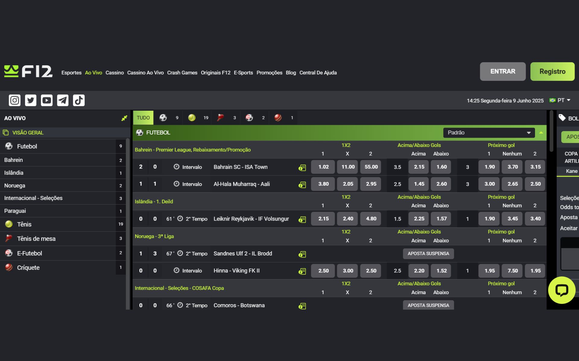 F12 Bet apostas ao vivo