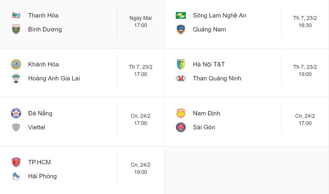 Lịch thi đấu V.League