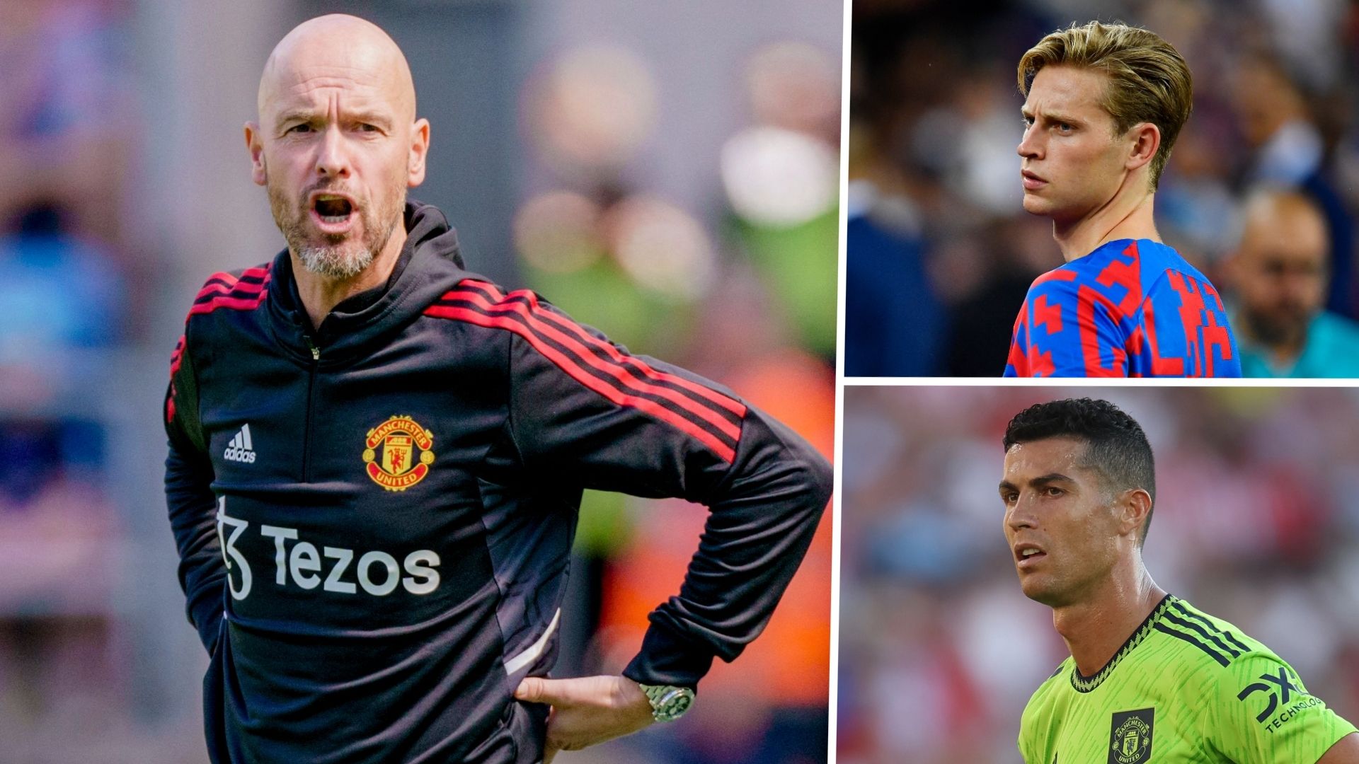 Erik ten Hag Frenkie de Jong Cristiano Ronaldo Man Utd GFX