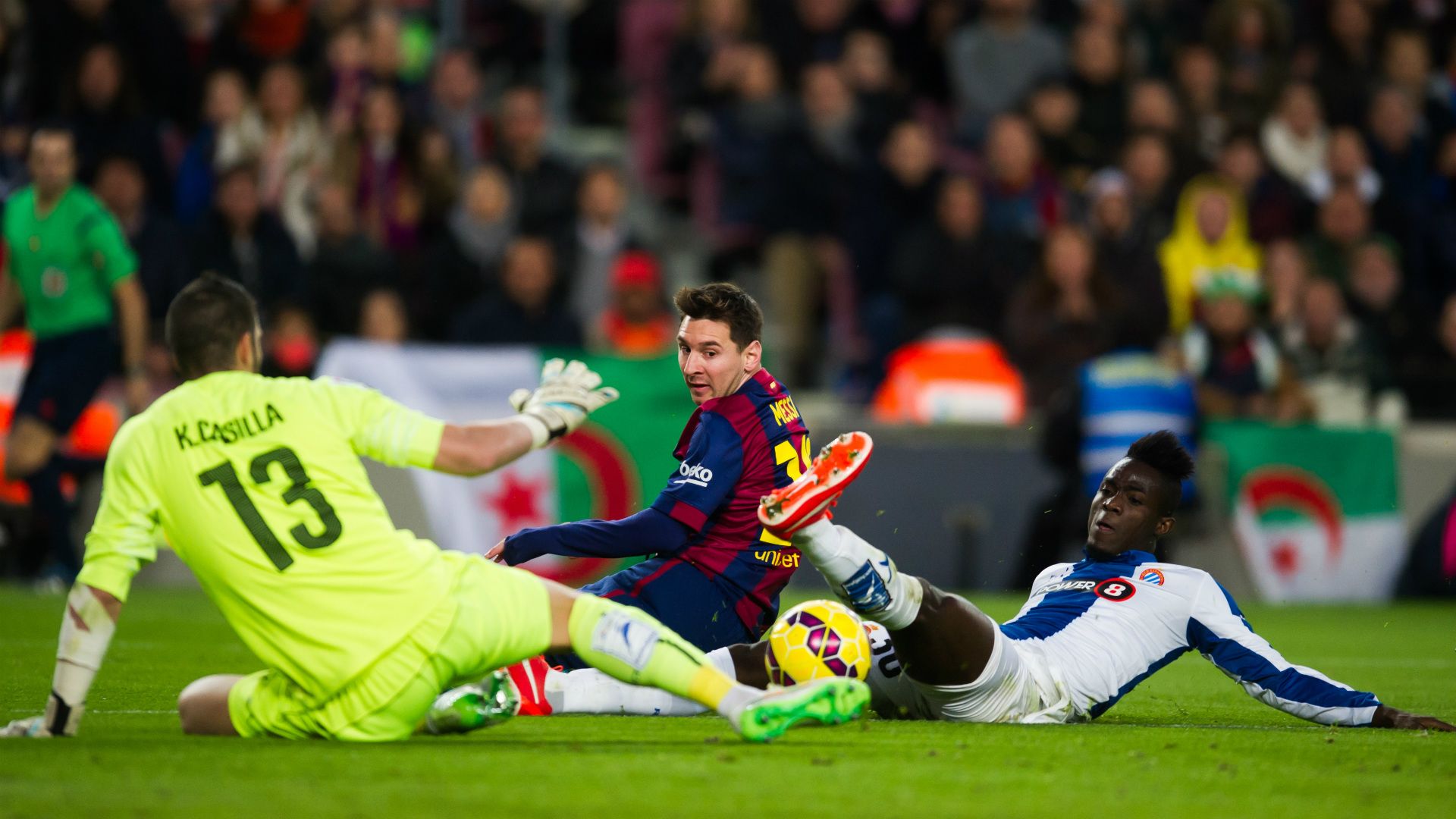 Kiko Casilla Lionel Messi Eric Bailly Barcelona Espanyol Liga BBVA 12072014