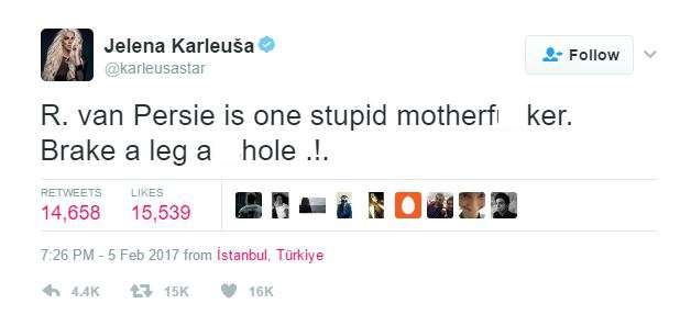 Jelena Karleusa Tweet