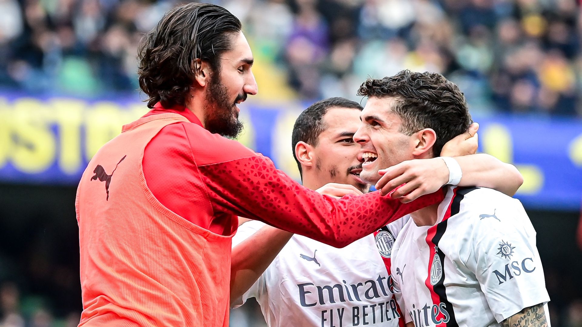 Milan celebrates goal against Verona