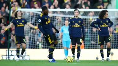 David Luiz Pierre-Emerick Aubameyang Mesut Ozil Matteo Guendouzi Arsenal Norwich 2019-20