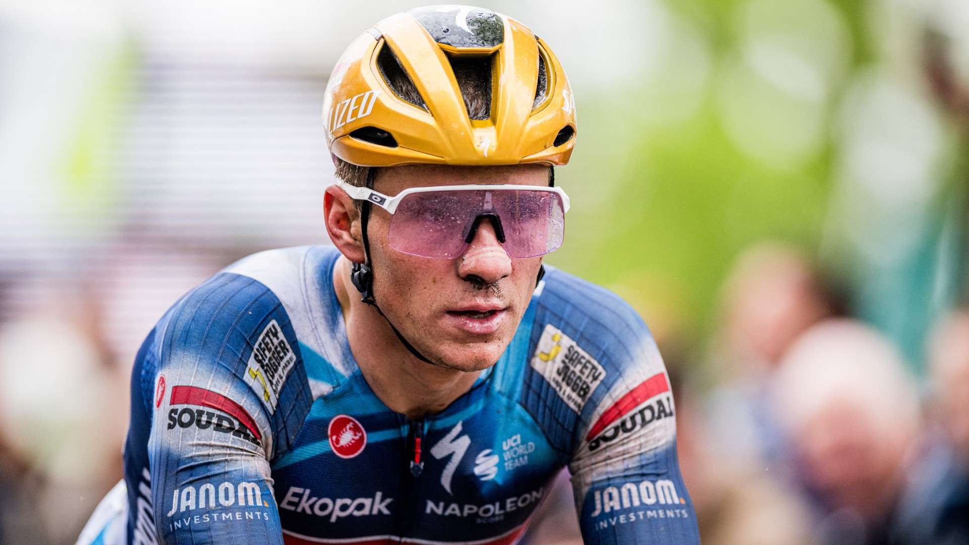 Soudal Quick-Step's Belgian rider Remco Evenepoel competes