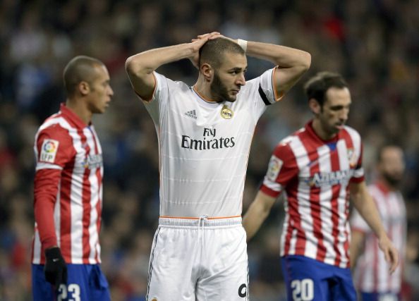 KARIM BENZEMA JUANFRAN MIRANDA REAL MADRID - ATLETICO COPA DEL REY 02052014