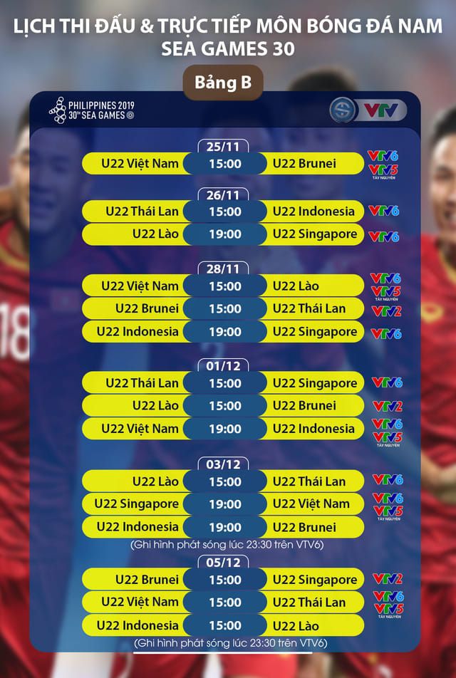 SEA Games 30 Live Schedule