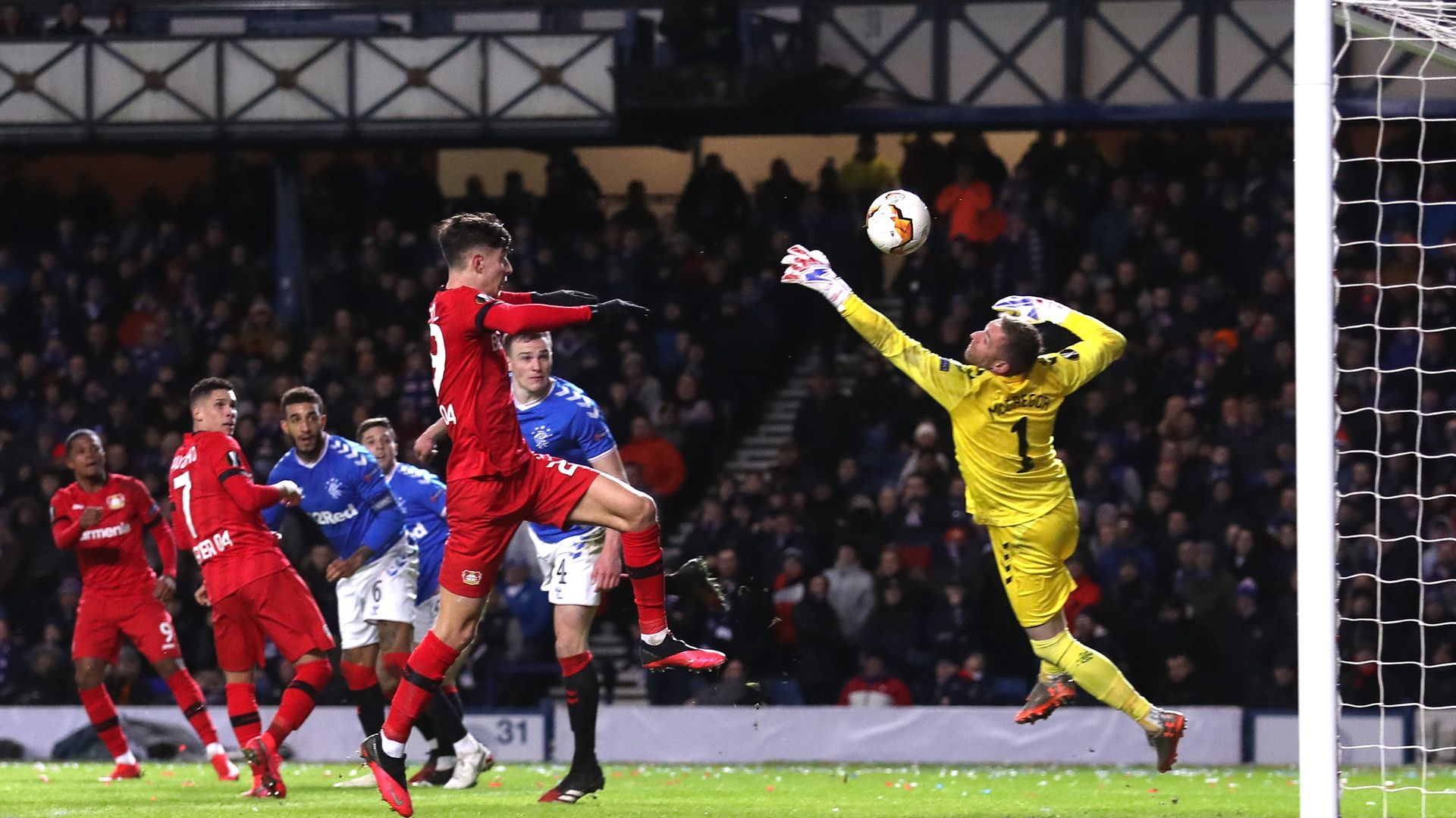 Leon Bailey Rangers Bayer Leverkusen Europa League 2020