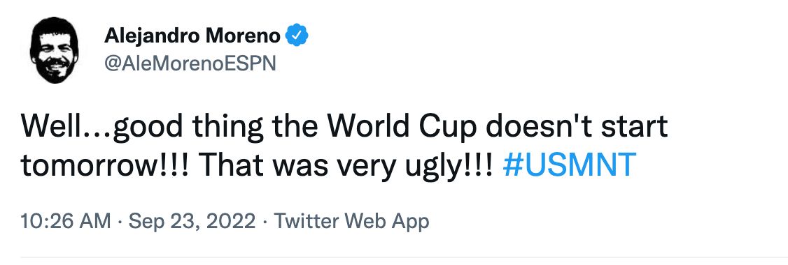 Ale Moreno USMNT-Japan tweet