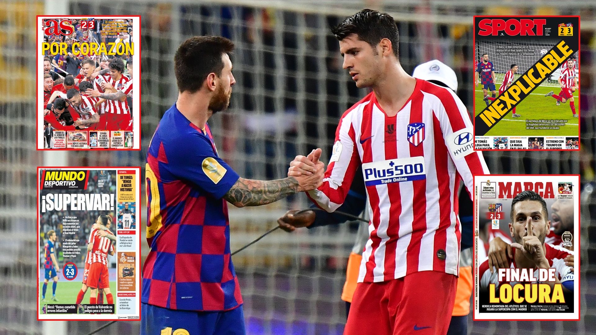 Portadas del Barcelona-Atlético de la Supercopa de España 2020