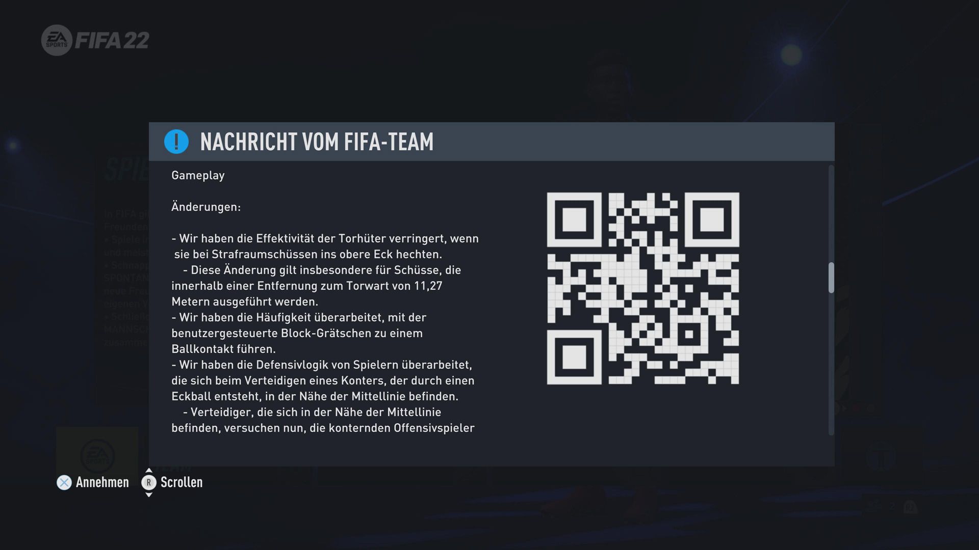 FIFA 22 Pitch Notes German Screenshot