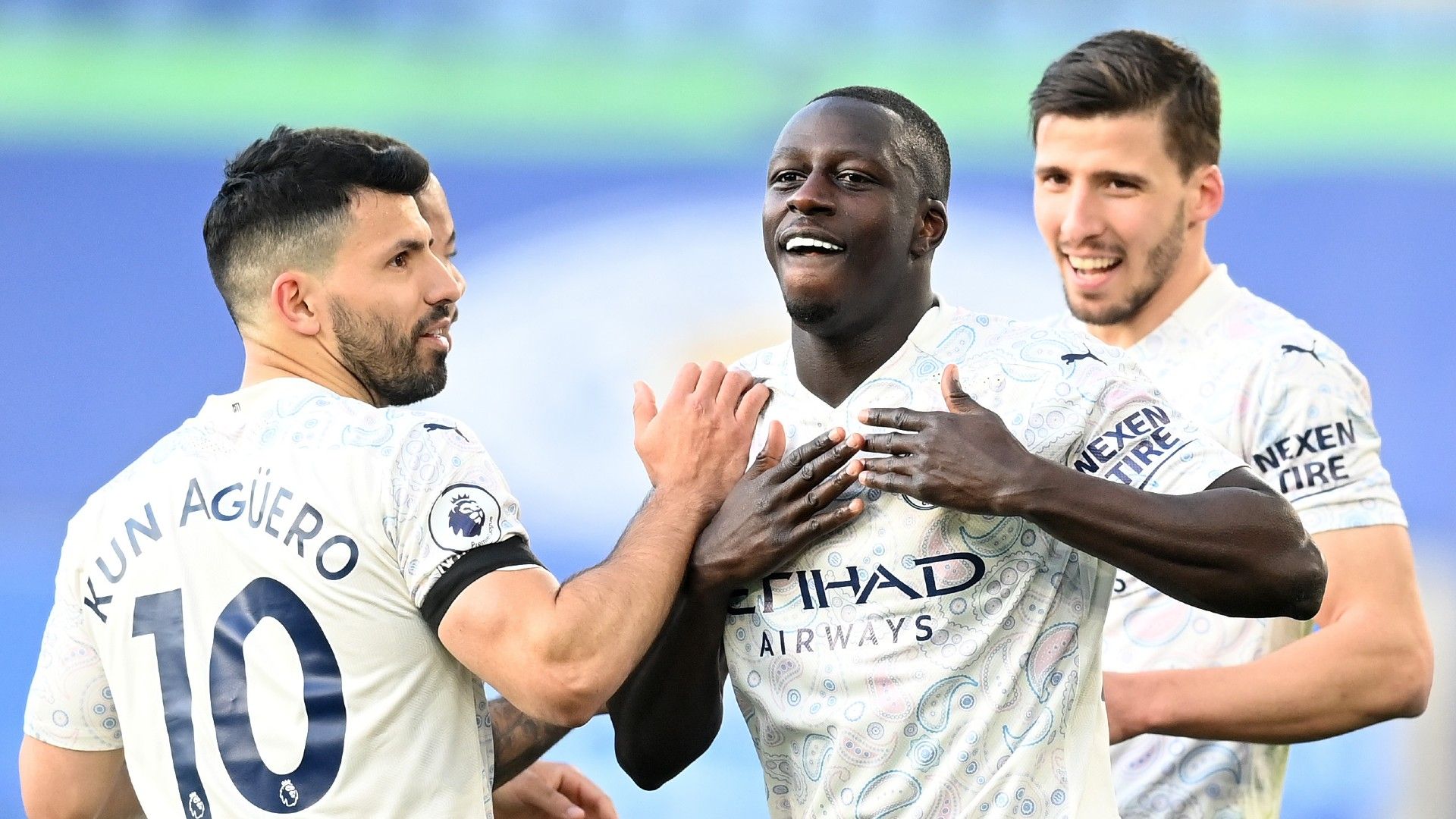 Benjamin Mendy Sergio Aguero Leicester vs Man City Premier League 2020-21