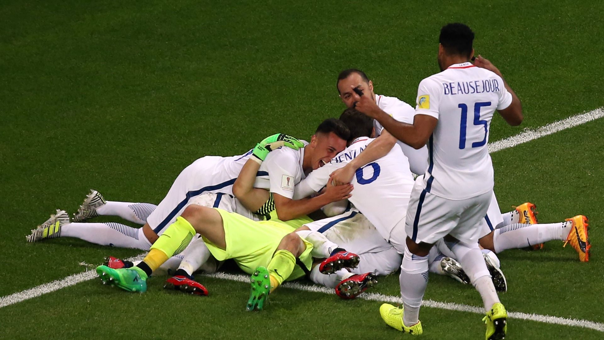 Chile celebrating Confederations Cup