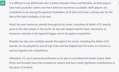 ChatGPT Messi - Ronaldo