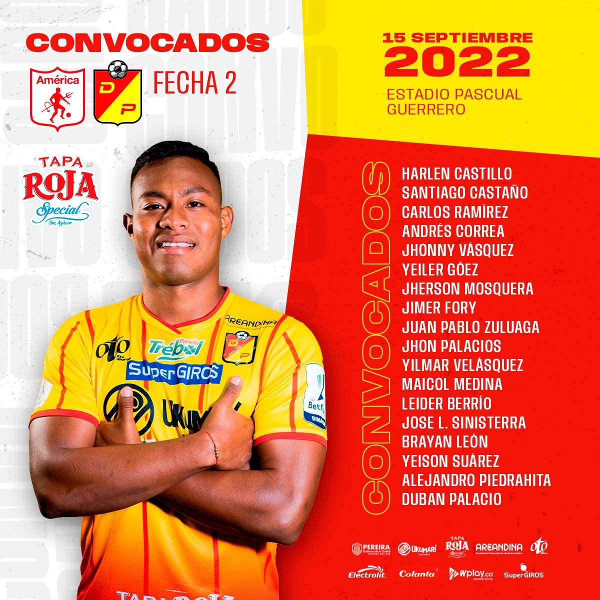 Convocados Pereira América Fecha 7 Liga BetPlay 2022