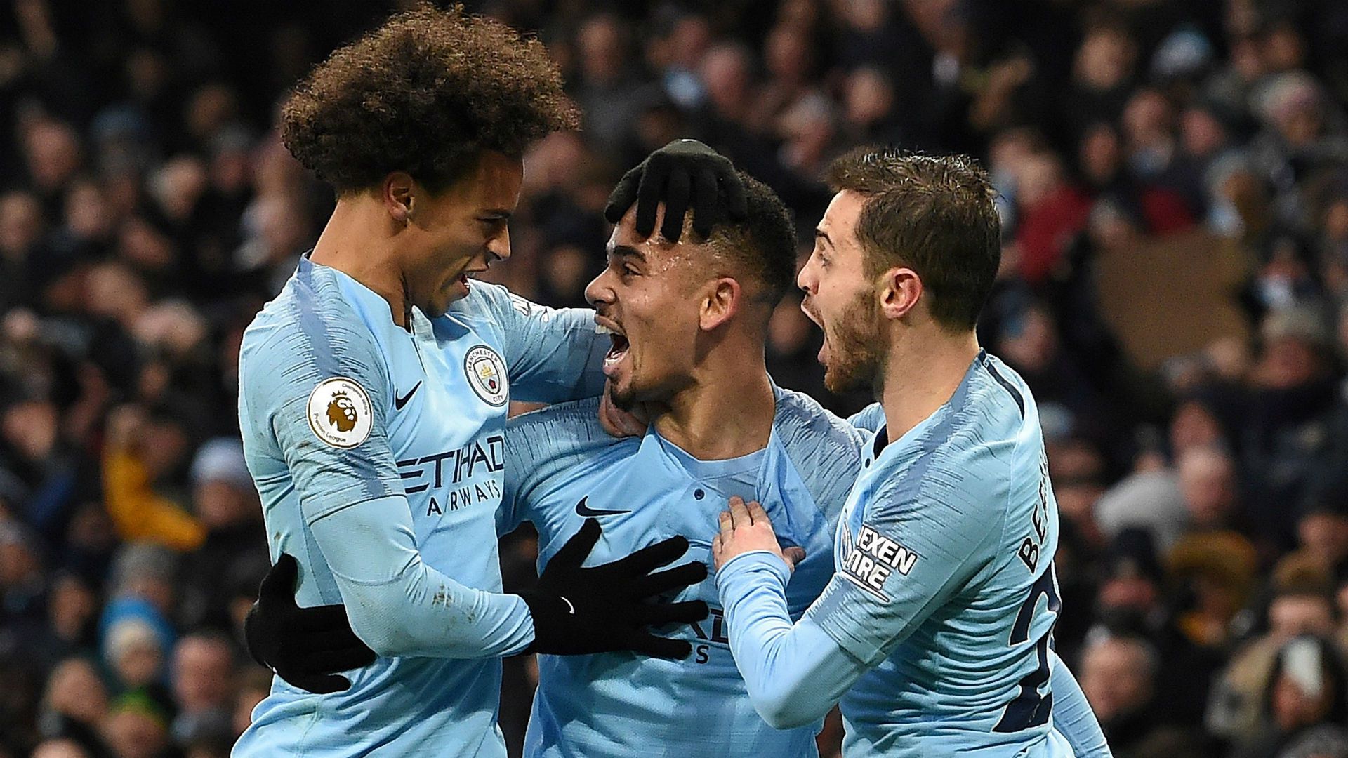 Leroy Sane Gabriel Jesus Bernardo Silva Manchester City Everton 151218