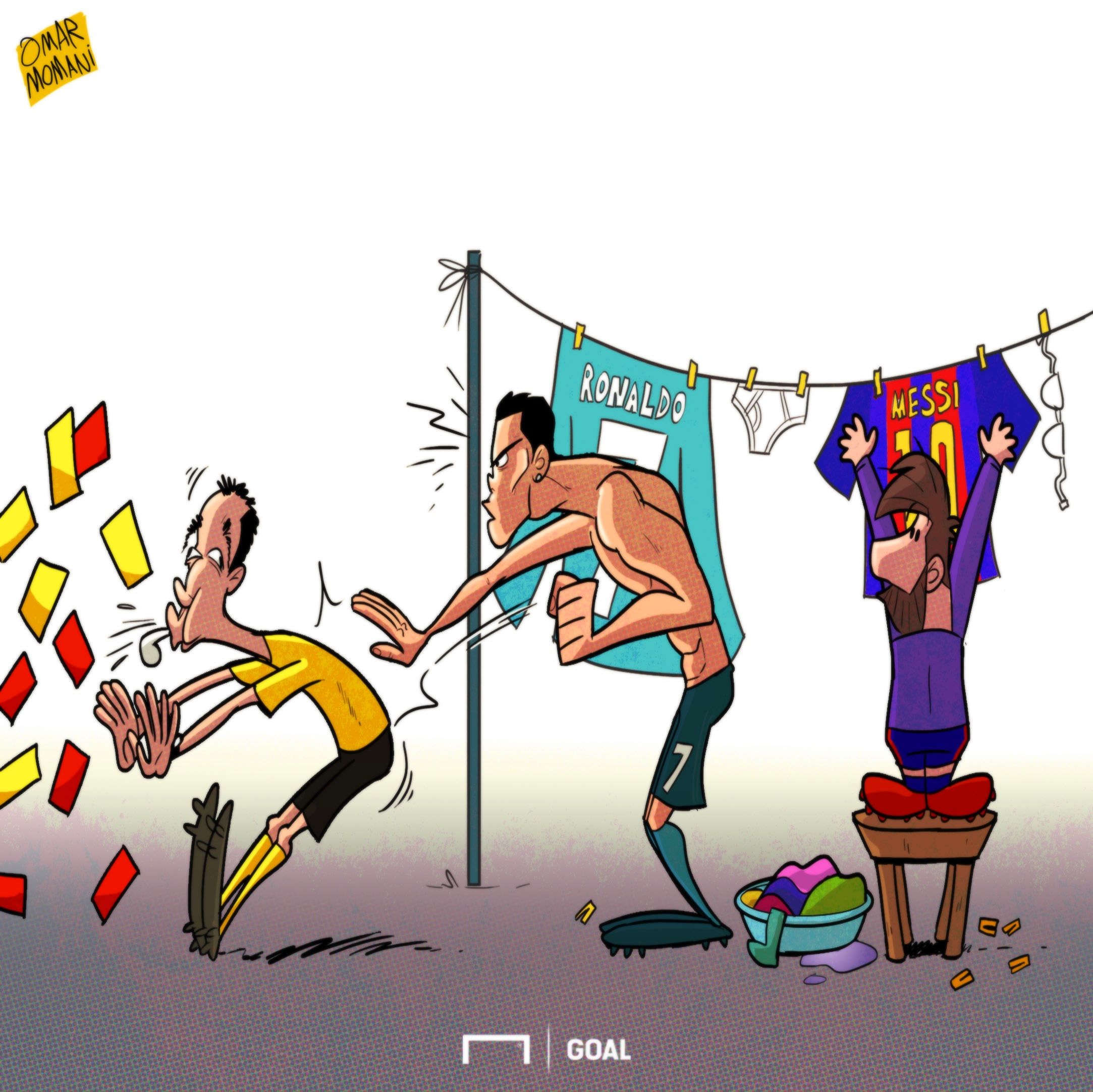Cartoon Ronaldo and Messi's Jersies