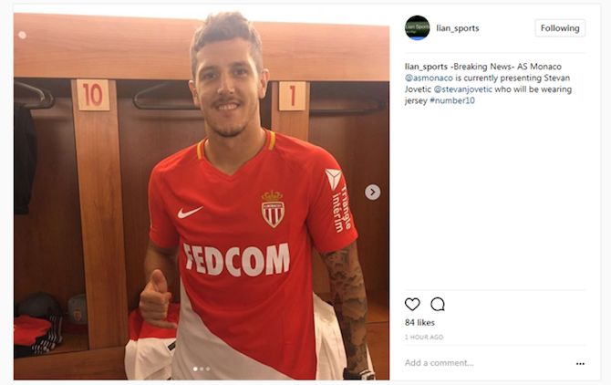 Jovetic deleted Instagram post
