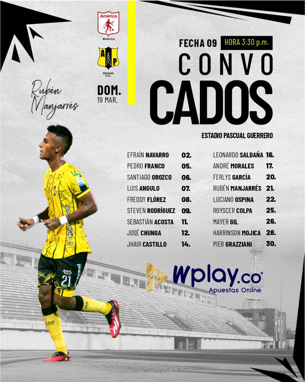 Convocados Alianza Fecha 9 Liga BetPlay 2023 I