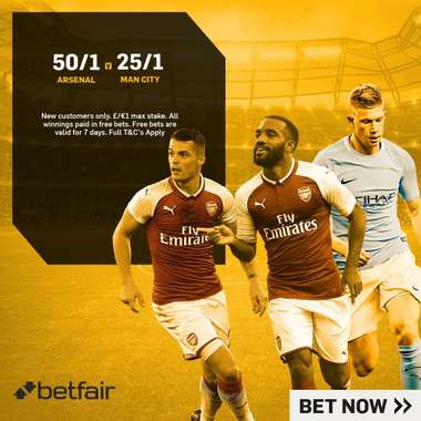 Betfair enhanced odds Arsenal v Manchester City