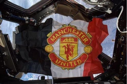 Manchester United flag in space