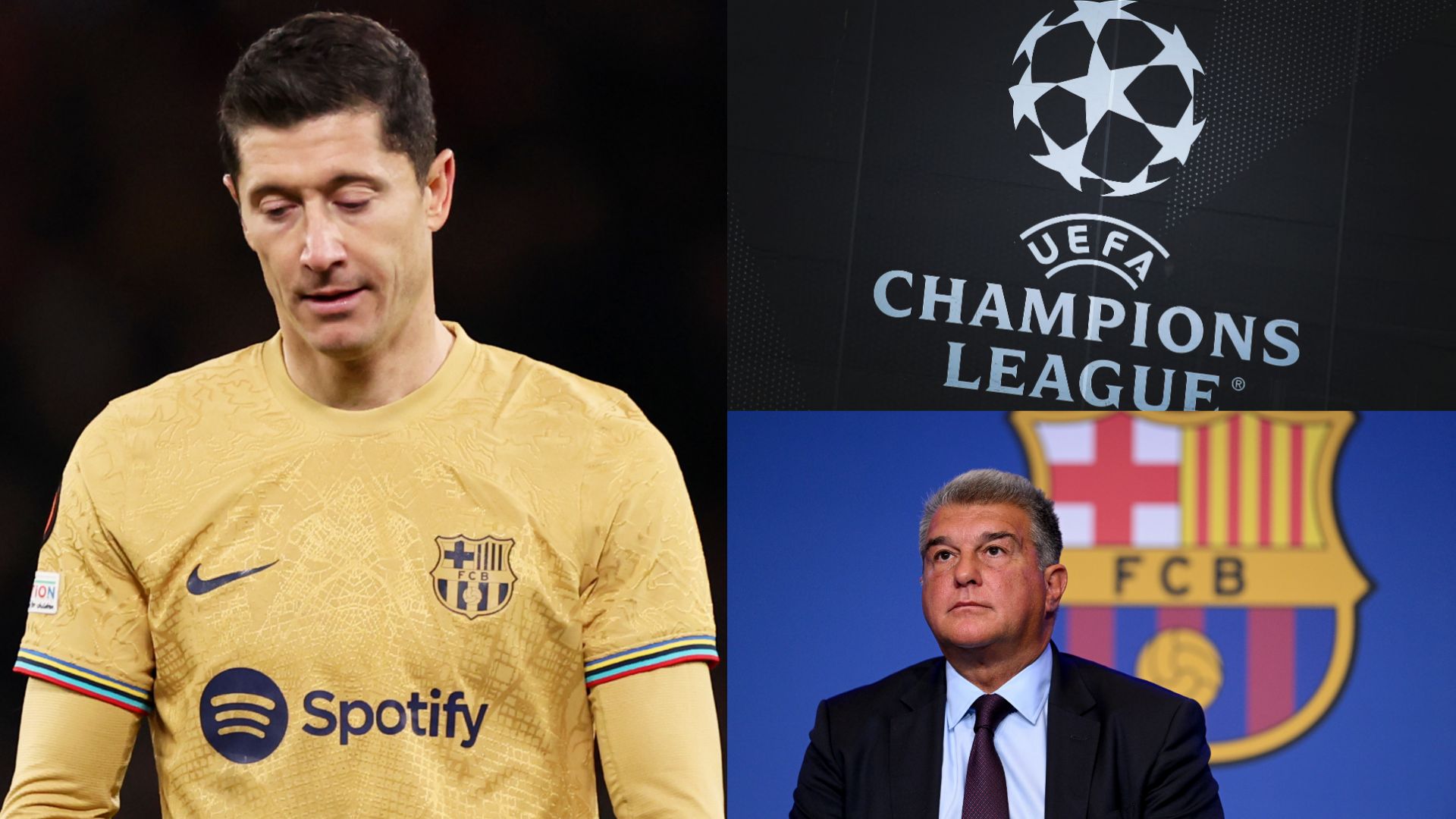Robert Lewandowski Joan Laporta Barcelona Champions League