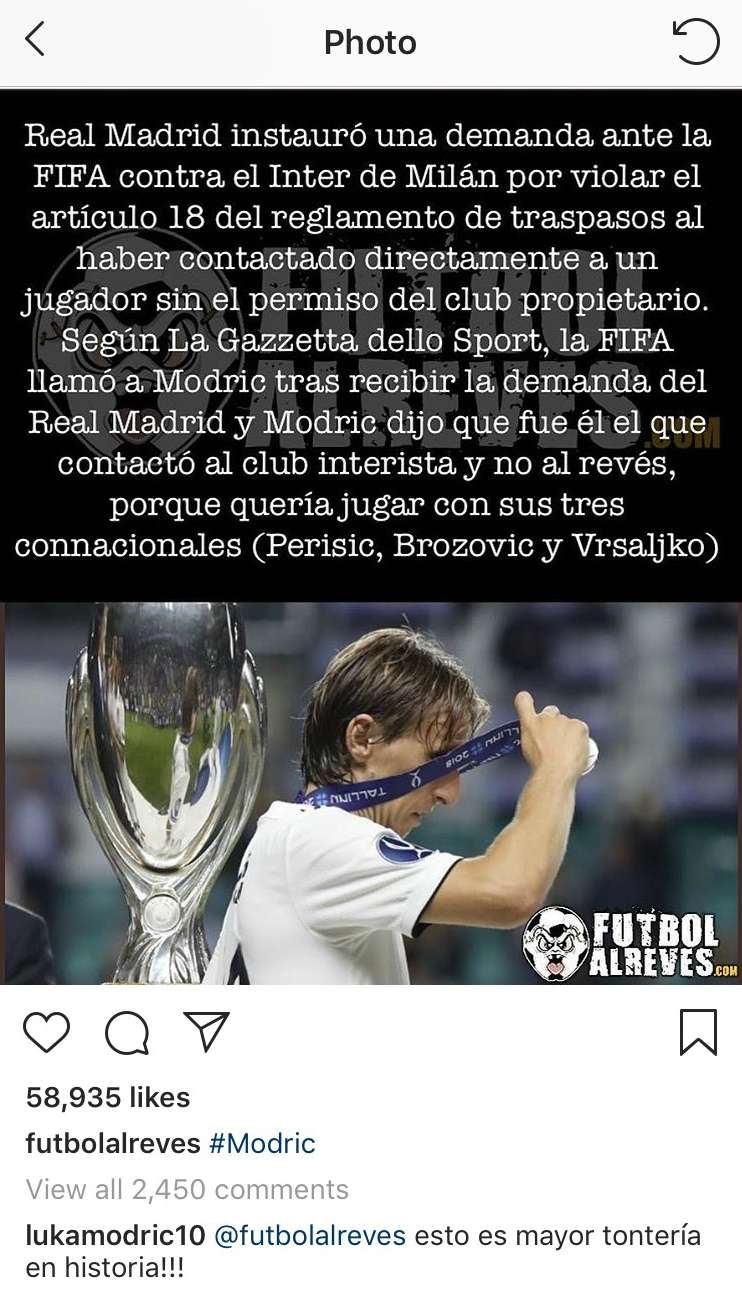 Luka Modric Instagram Post