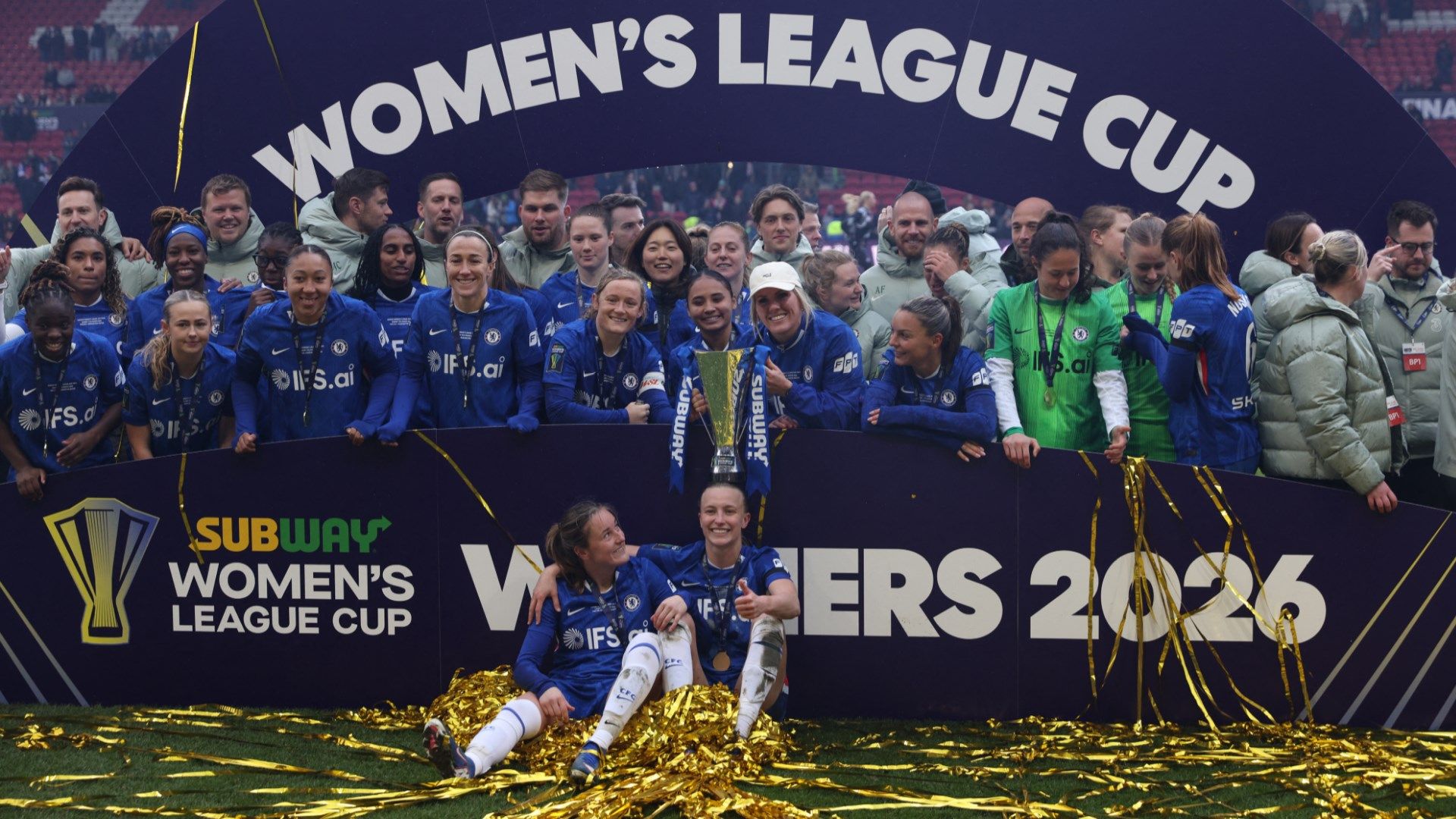 Chelsea Women's League Cup trophy 2025-26