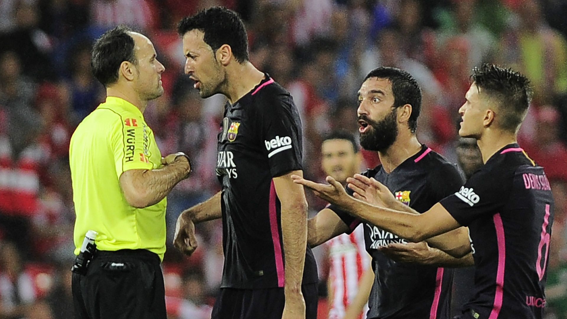 Sergio Busquets Arda Turan Denis Suarez Athletic Club Barcelona LaLiga