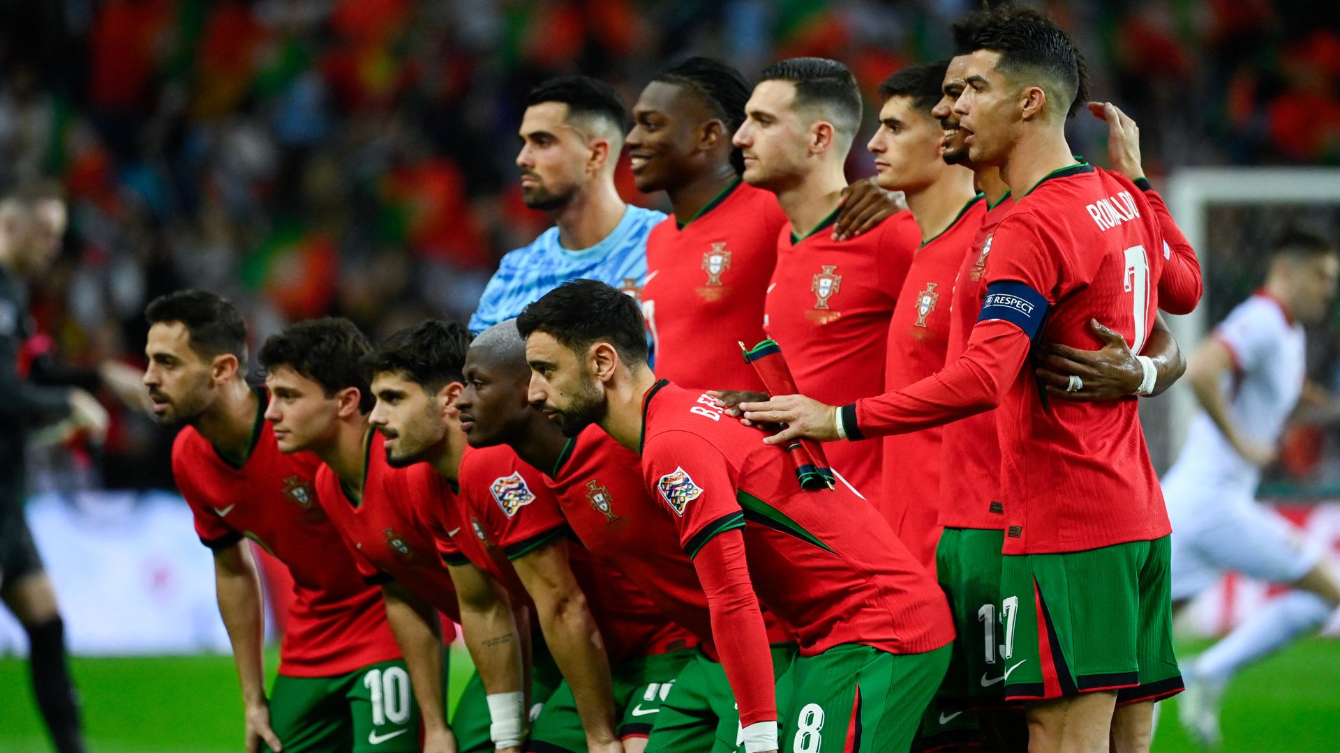 Portugal players pose for a team photo before the UEFA Nations League