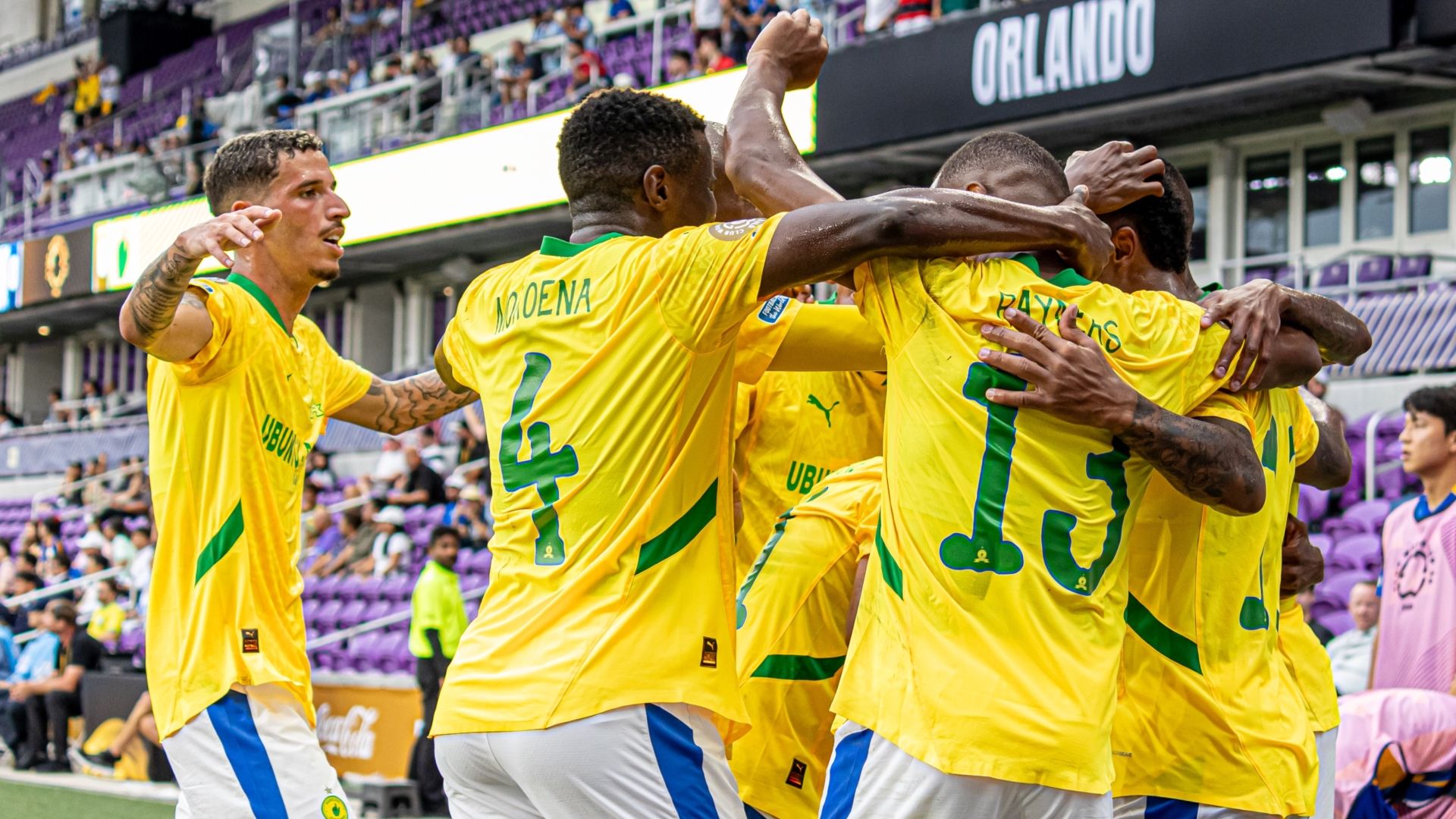 Arthur Sales, Teboho Mokoena and Iqraam Rayners, Mamelodi Sundowns