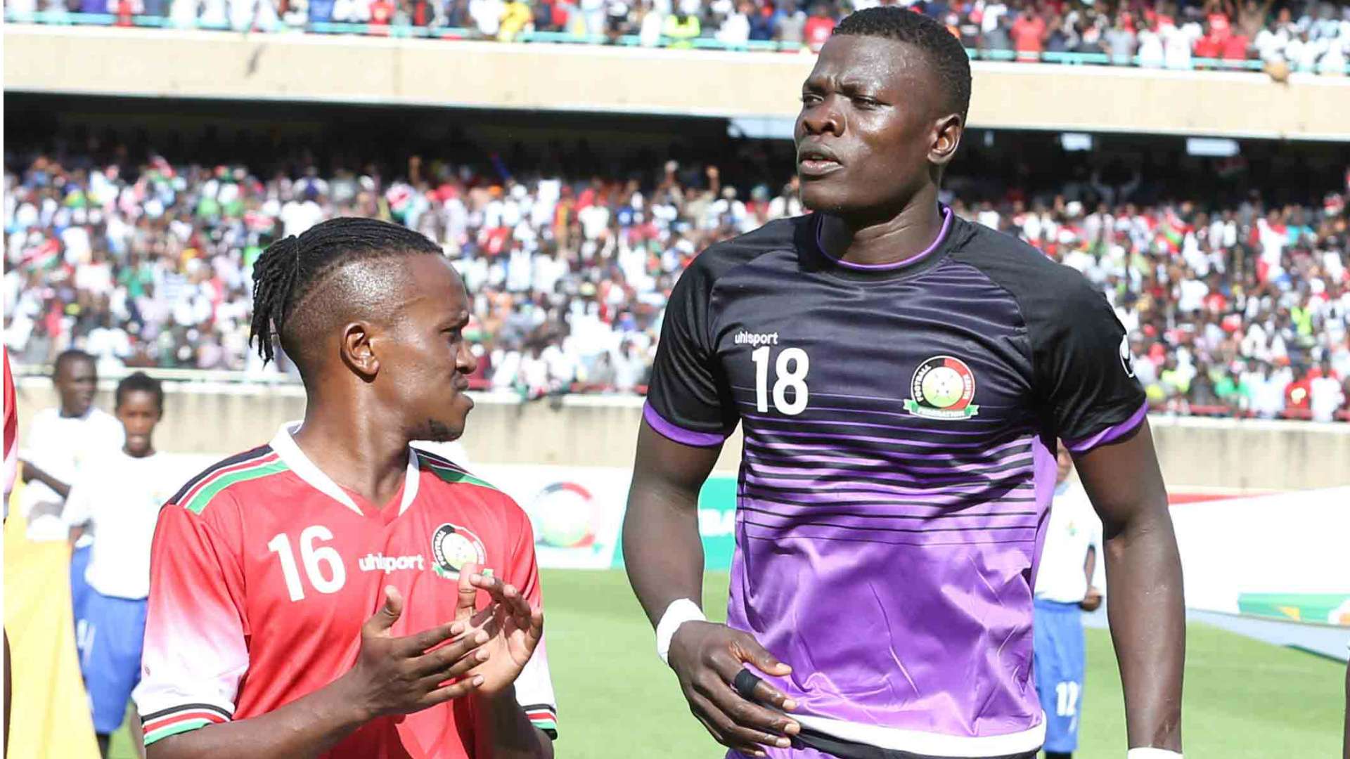 Kenya and Harambee Stars players Patrick Matasi and Francis Kahata.