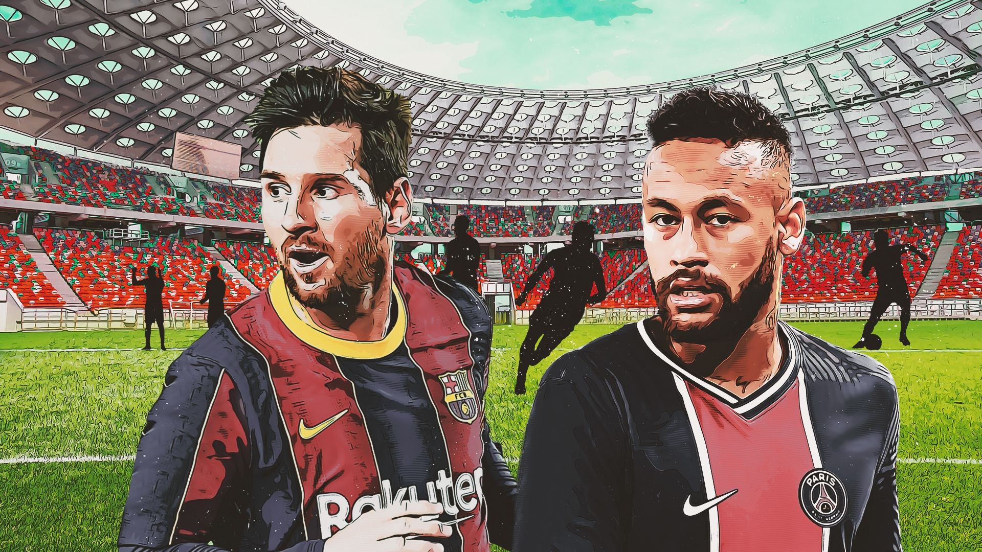 Neymar Lionel Messi PSG Barcelona GFX